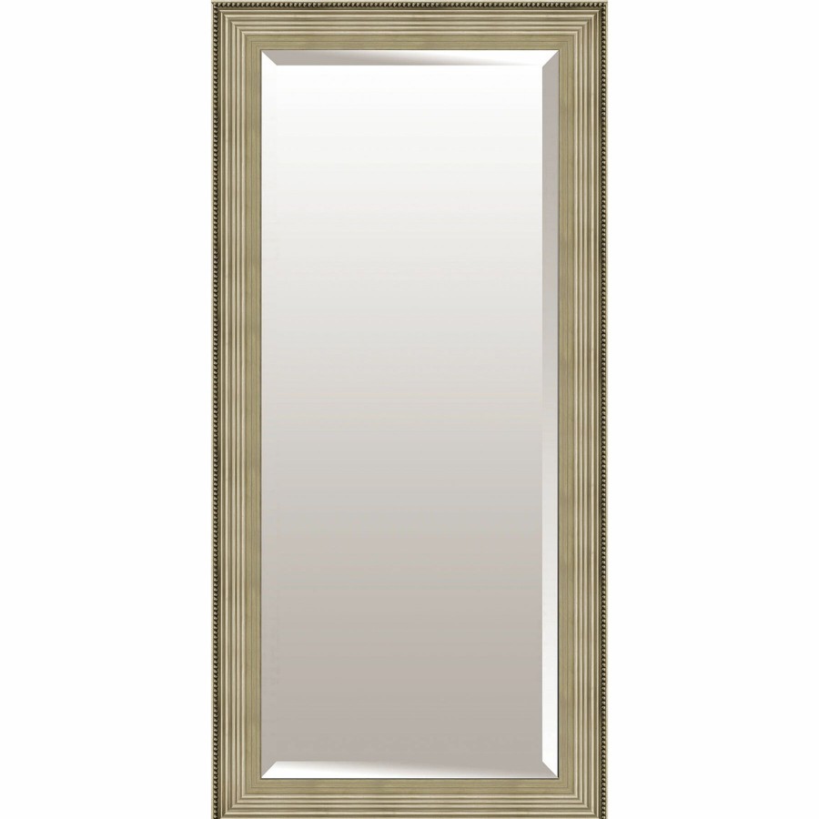 Mirrors * | 30 54 Rectangle Solid Wood Beased High And Low Champagne Silver Wall Mirror Discounts