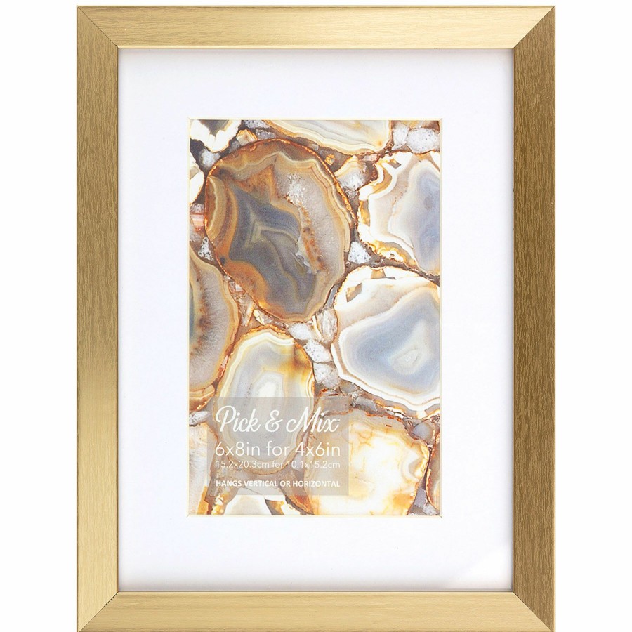 Frames * | Pick & Mix 6 8 Matted To 4 6 Linear Photo Frame, Gold Hot Sell