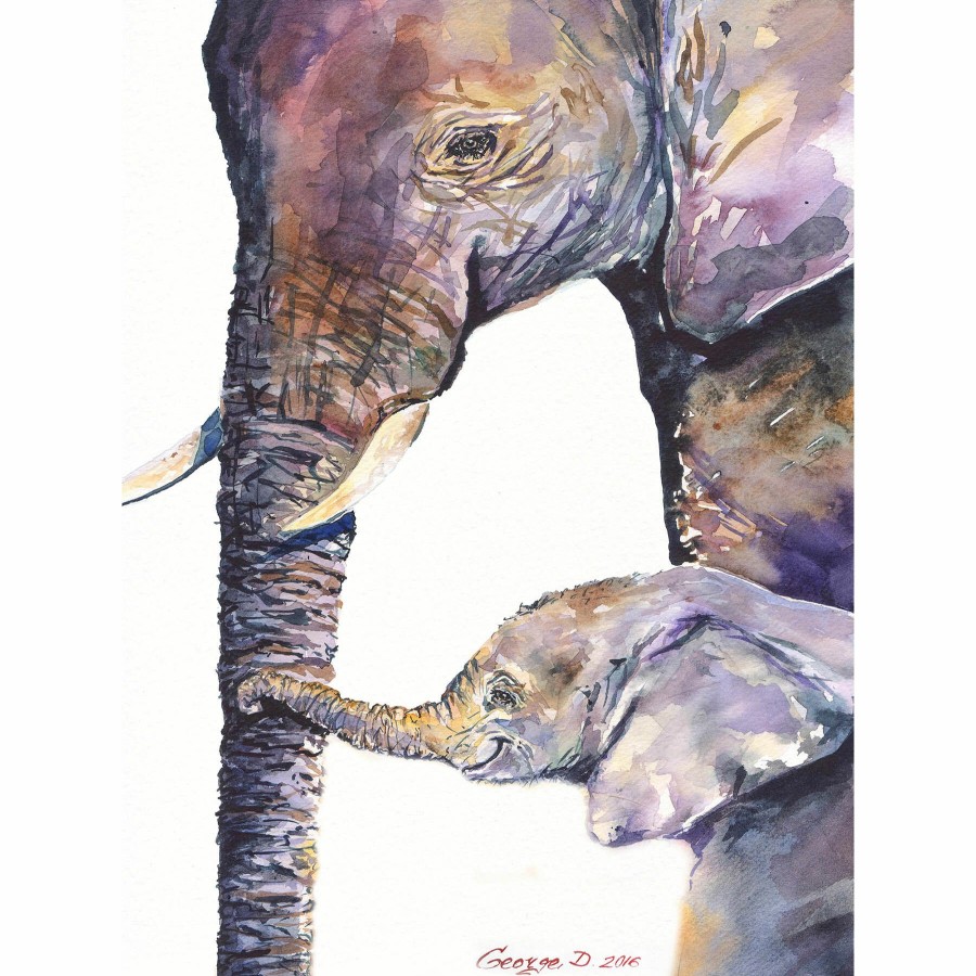 Wall Art * | Elephant Family Portrait Canvas Wall Art, 12 16 Hot Sell