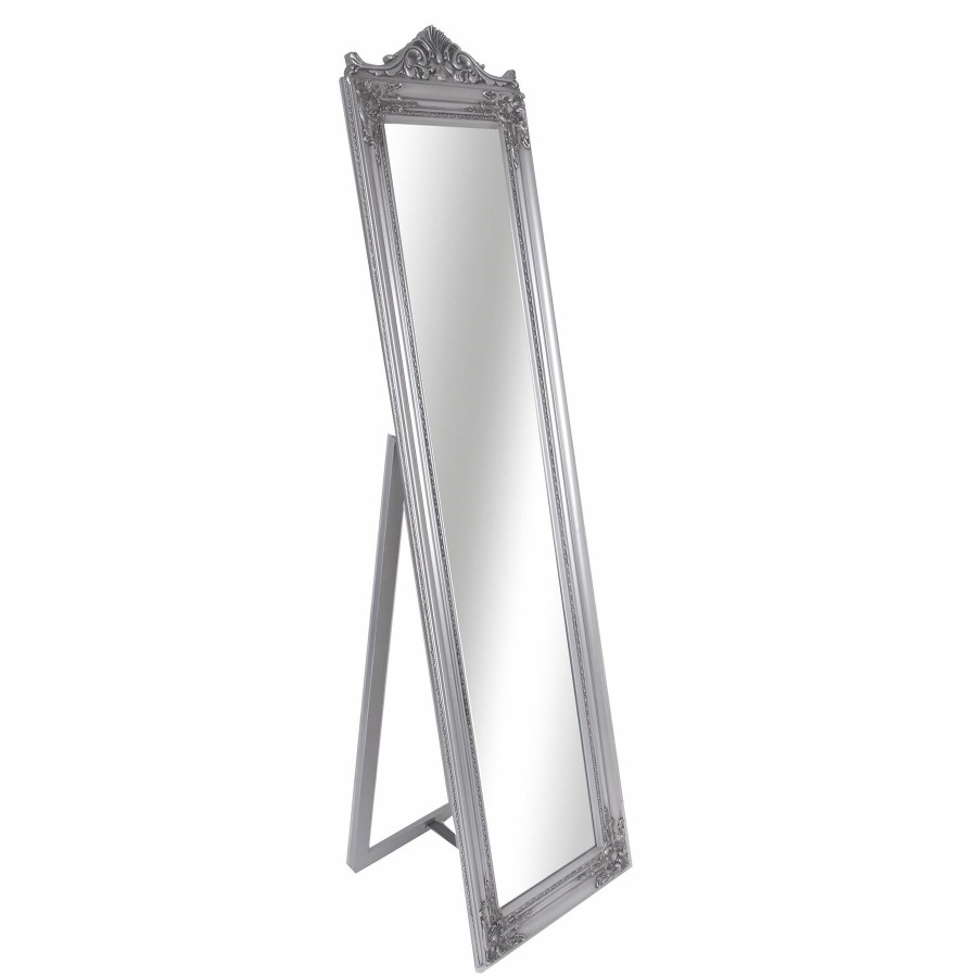 Mirrors * | 17X69 Ornate Silver Cheval Floor Mirror Hot Sale