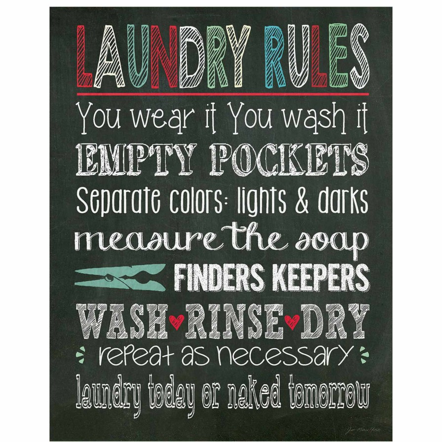 Wall Art * | 16X20 Laundry Room Rules Canvas Wall Art Good Quality