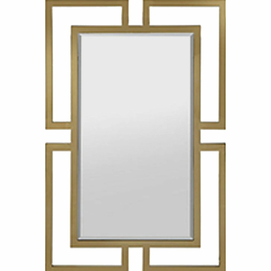 Mirrors * | 24X36 Contemporary Die Cut Gold Metal Framed Mirror For Sale