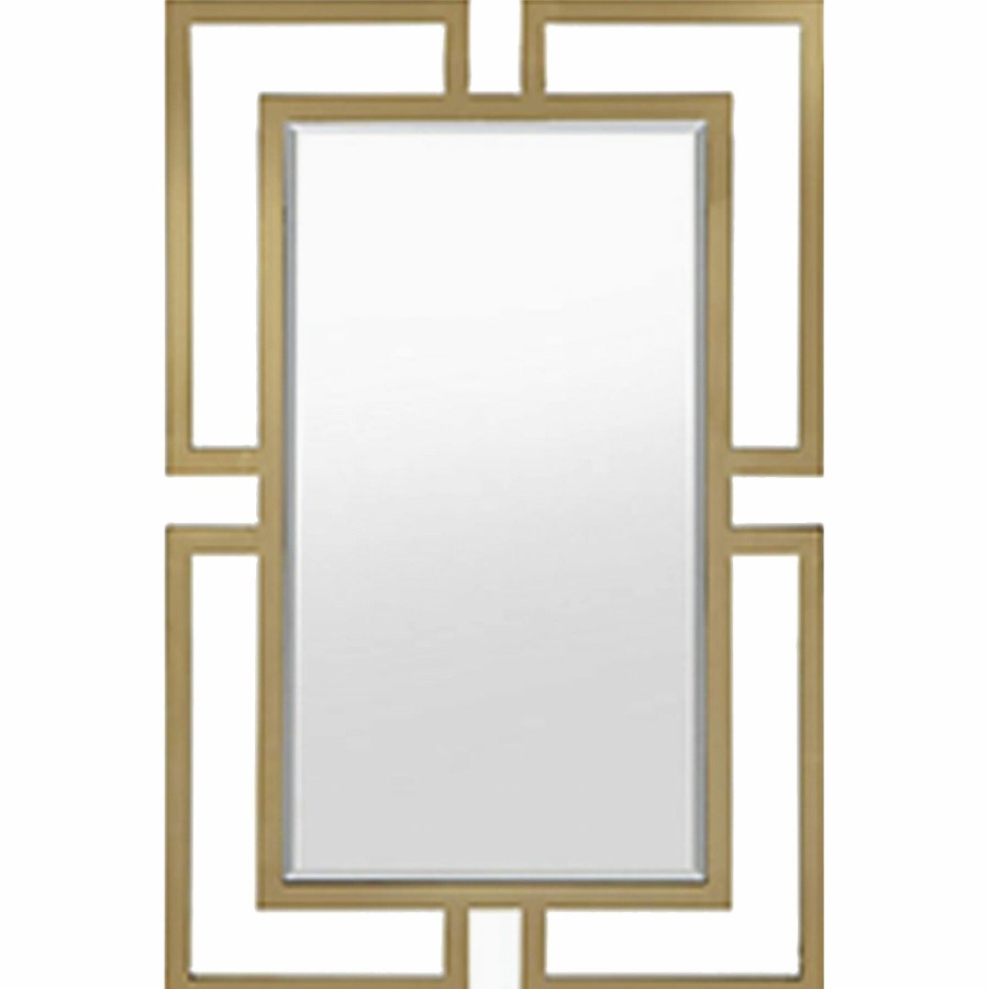 Mirrors * | 24X36 Contemporary Die Cut Gold Metal Framed Mirror For Sale