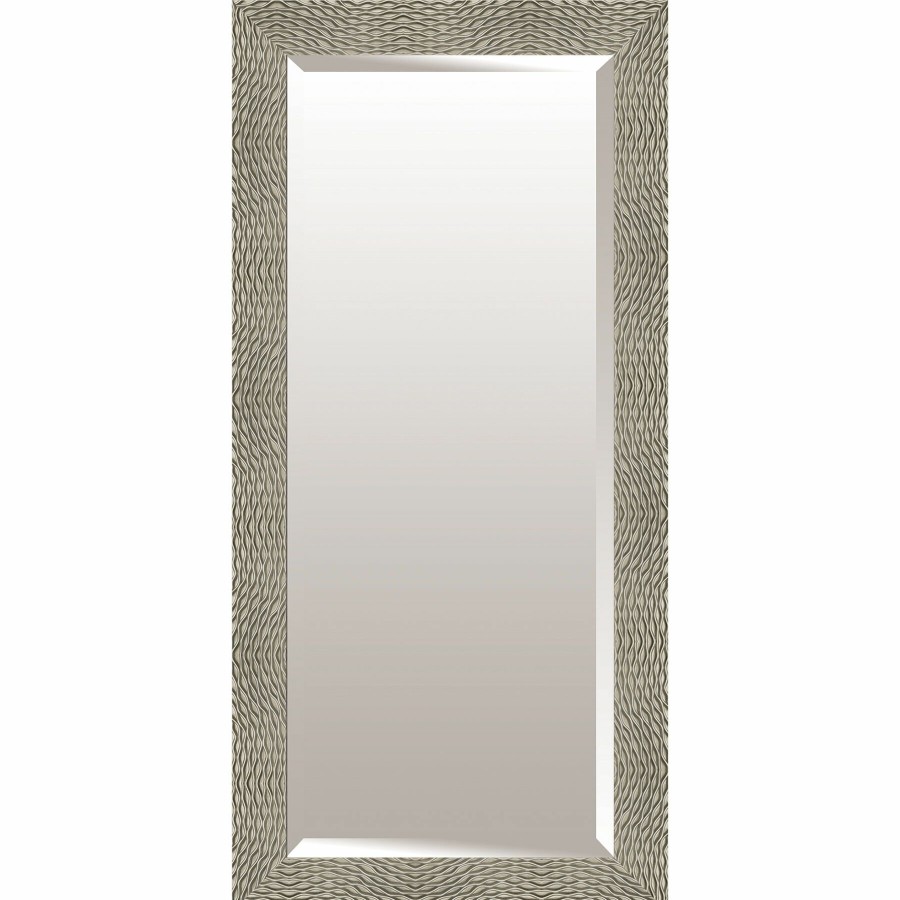 Mirrors * | 30 54 Rectangle Solid Wood Waves Silver Wall Mirror Top Sell