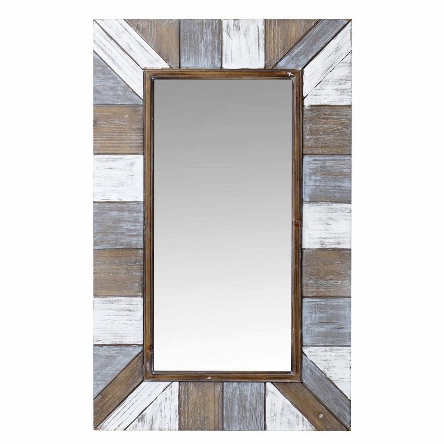 Mirrors * | 22X36 Wood Rectangle Multi Color Stripe Mirror Bargain Sale