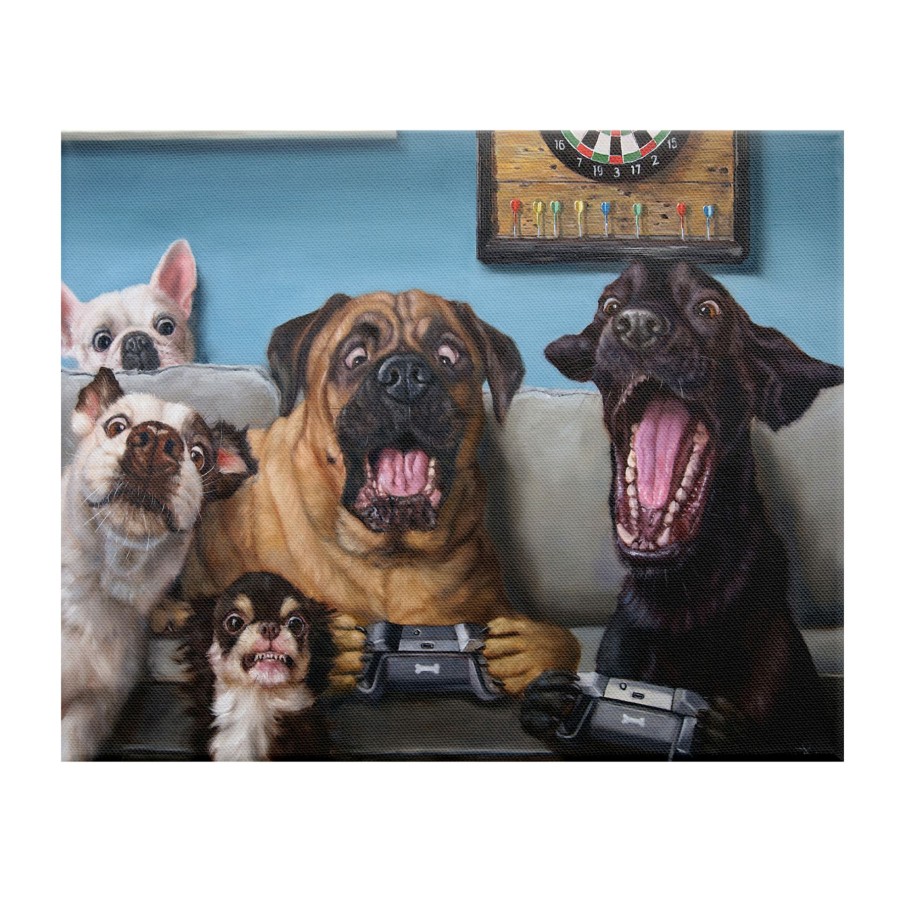 Wall Art * | 12X16 Dogs Video Game Canvas Wall Art Offering Discounts