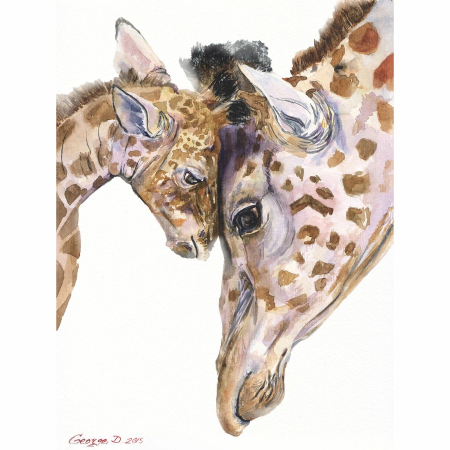 Wall Art * | Giraffe Family Portrait Canvas Wall Art, 12 16 Bargain Sale