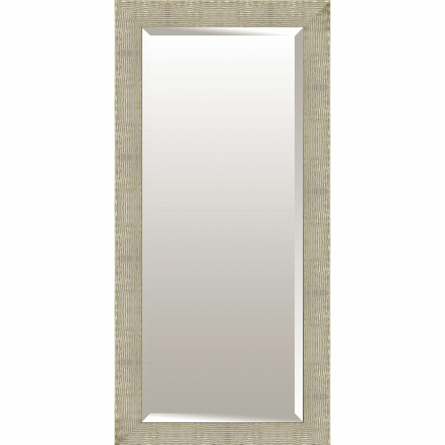 Mirrors * | 32X68 Rectangle Solid Wood Organic Silver Champagne Floor Mirror Nice Style