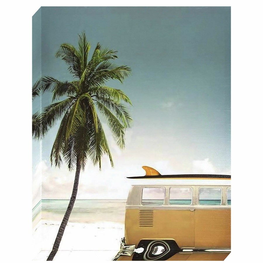 Wall Art * | Van & Palm Tree Textured Canvas Wall Art, 16 20 Shoping Model