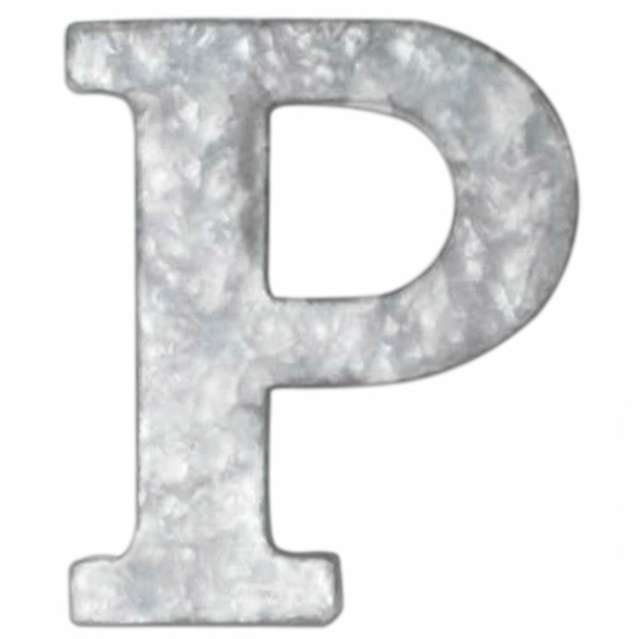 Wall Art * | 12In. Galvanized Metal Monogram P Hot Sell