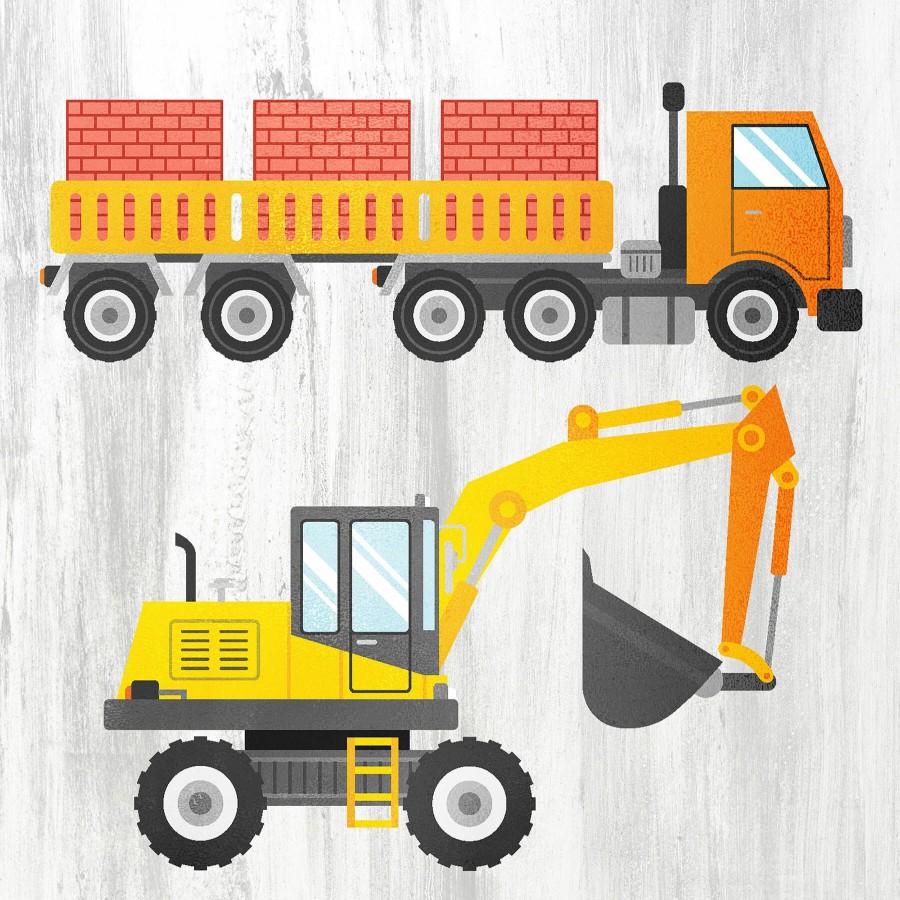 Wall Art * | 12X12 Childrens Construction Trucks Canvas Wall Art Excellent