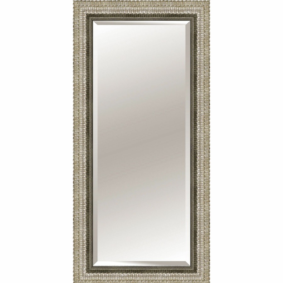 Mirrors * | 32X68 Rectangle Solid Wood Tiers Champagne Floor Mirror New Arrivals