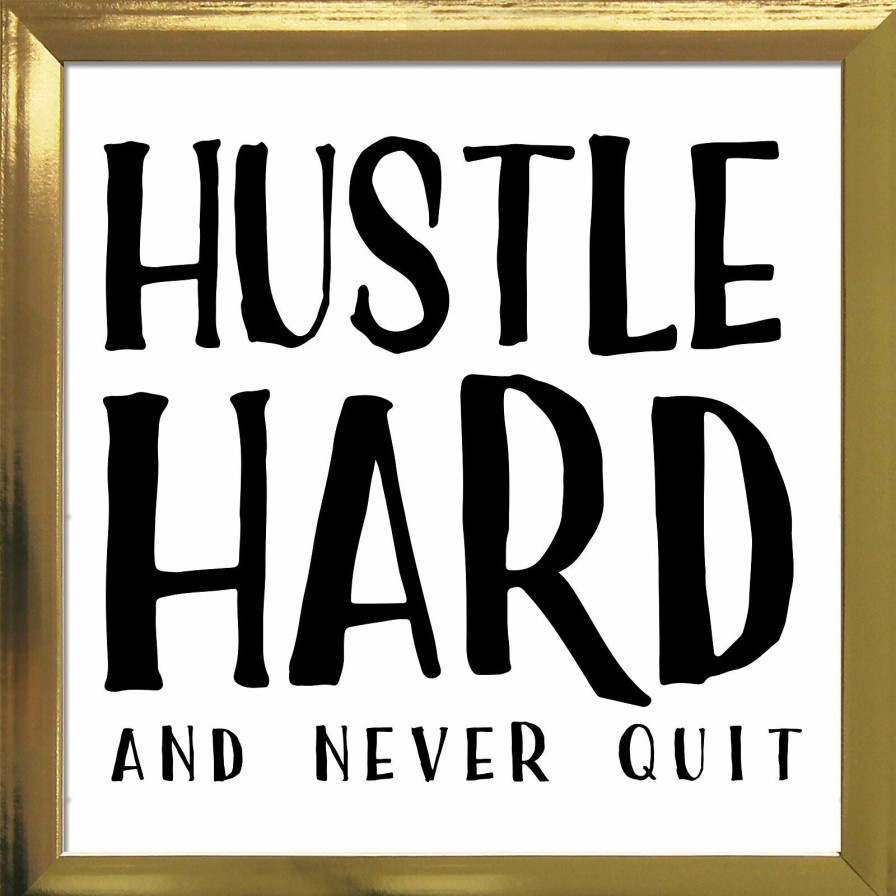 Wall Art * | 13X13 Hustle Hard Typography Under Glass Art Online Store