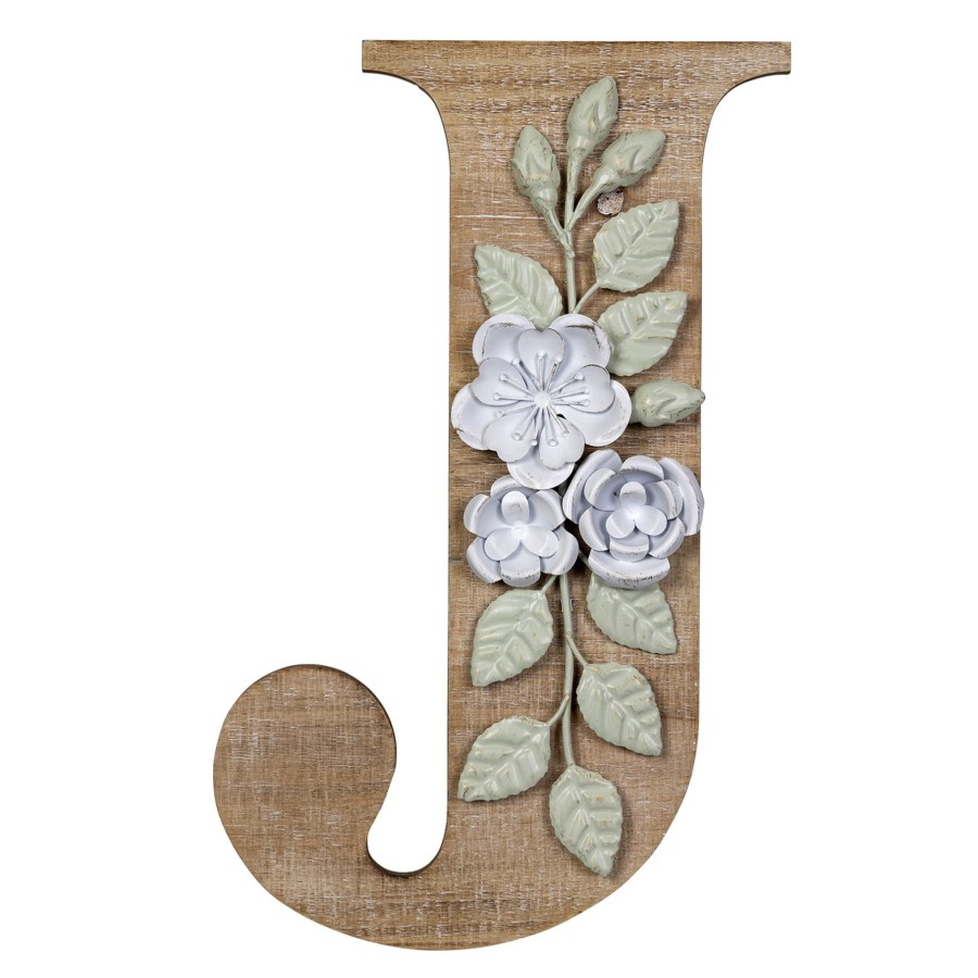 Wall Art * | Grace Mitchell 14 Floral Monogram Wall Art, J Shoping Model