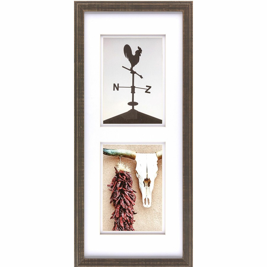 Frames * | Pick And Mix 2-Opening 5X7 Blackwash Profile With White Mat Photo Frame Clearance