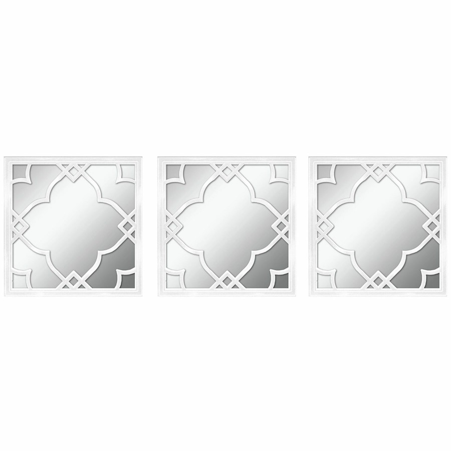 Mirrors * | 10X10 White 3-Piece Peony Mirror Set Sale