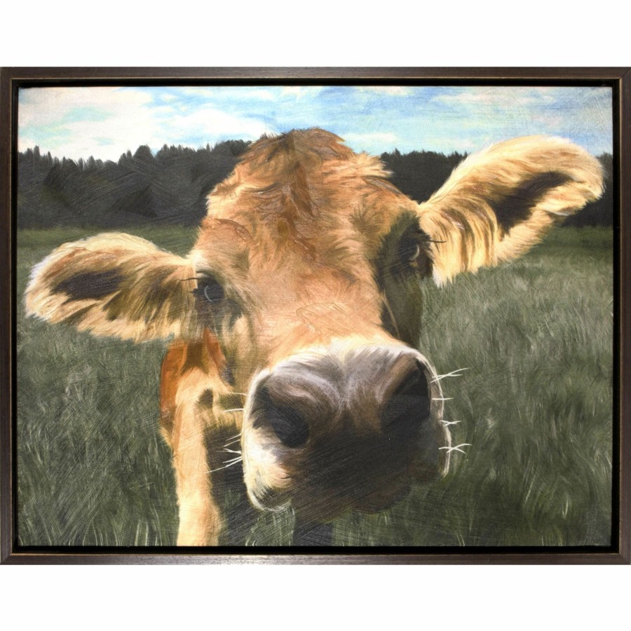 Wall Art * | 25X19 Cow Framed Canvas Good Quality