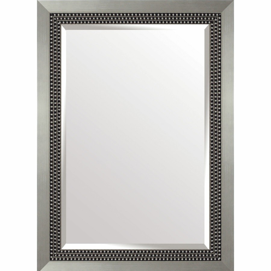 Mirrors * | 32X44 Rectangle Plastic Triple Beads Silver Wall Mirror Glamor Model