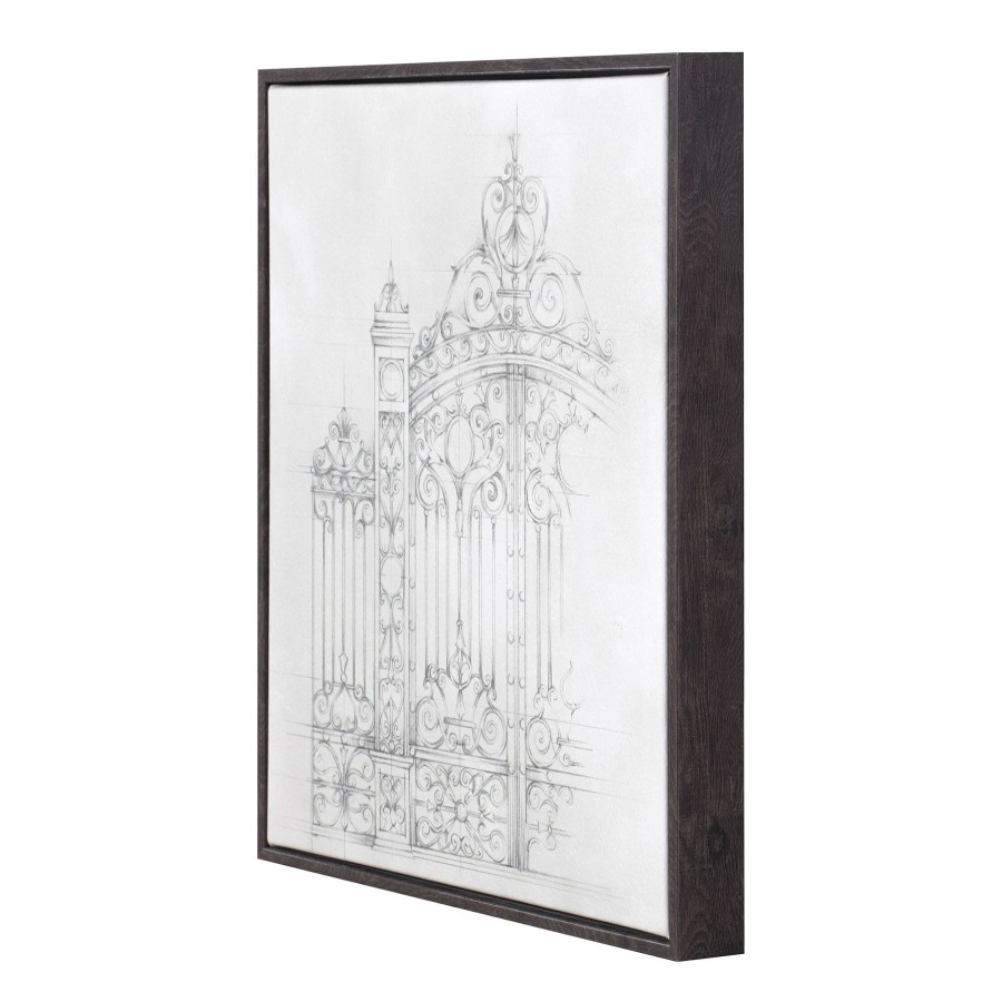 Wall Art * | Grace Mitchell 14X16 Framed Gate Sketch Canvas Fashionable