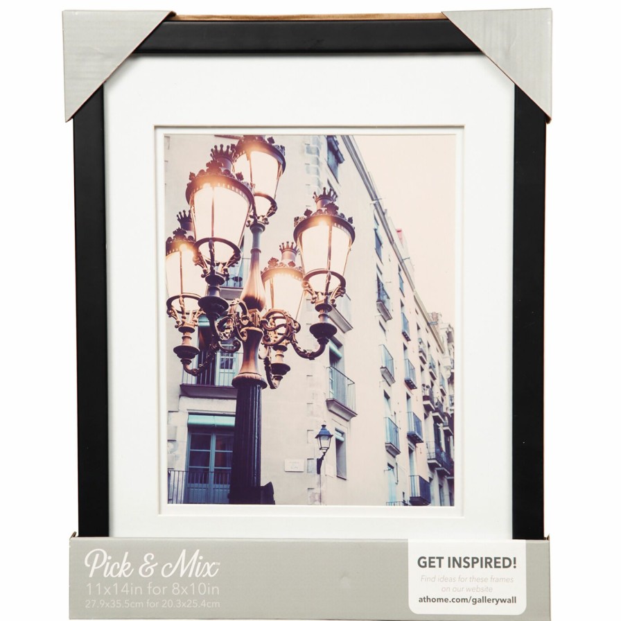 Frames * | Pick & Mix 11 14 Matted To 8 10 Linear Photo Frame, Black Excellent