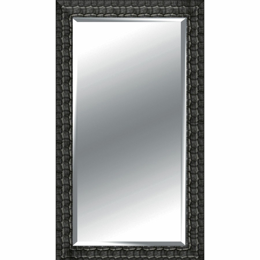 Mirrors * | 32X66 Rectangle Plastic Framed Black Floor Mirror Excellent