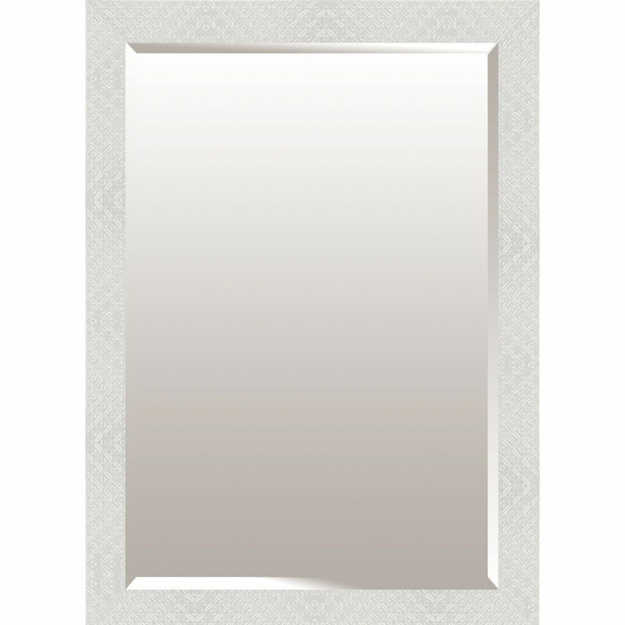 Mirrors * | 21X25 Rectangle Plastic Motif Shiny White Wall Mirror Bargain Sale