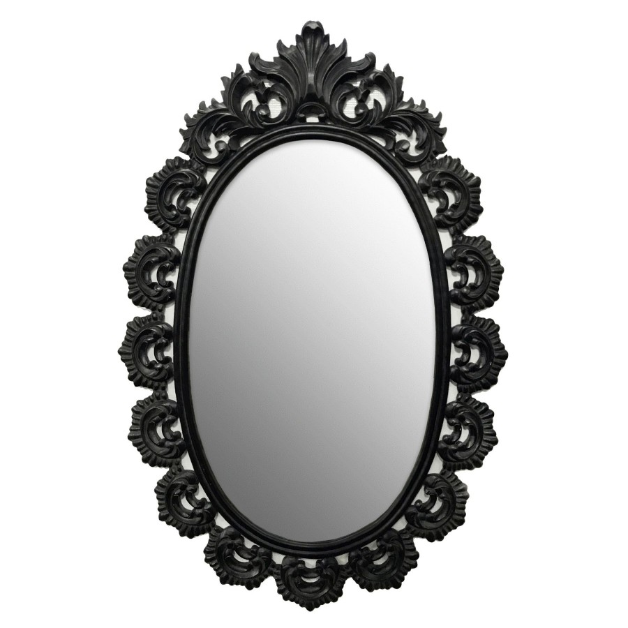 Mirrors * | Black Ornate Oval Wall Mirror, 24 36 High Quality