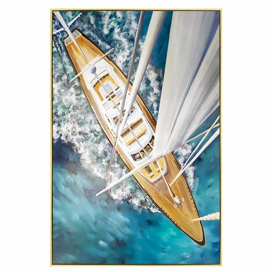 Wall Art * | 25X36 Sailing Around The World Framed Canvas Art Best Quality