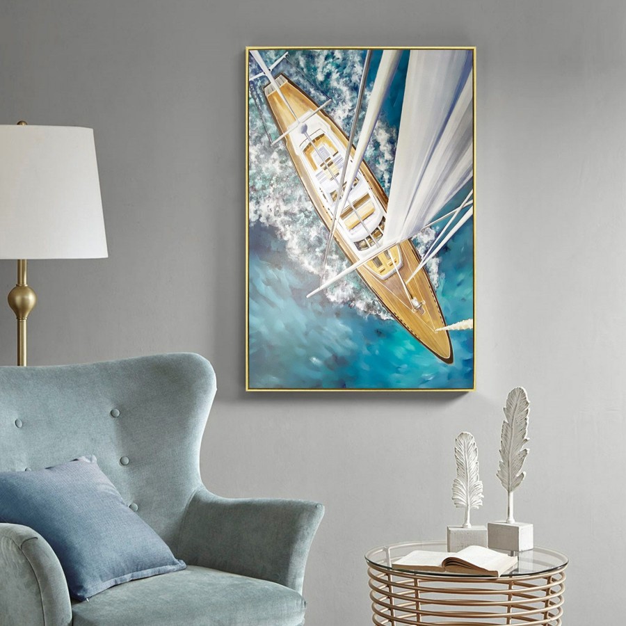 Wall Art * | 25X36 Sailing Around The World Framed Canvas Art Best Quality