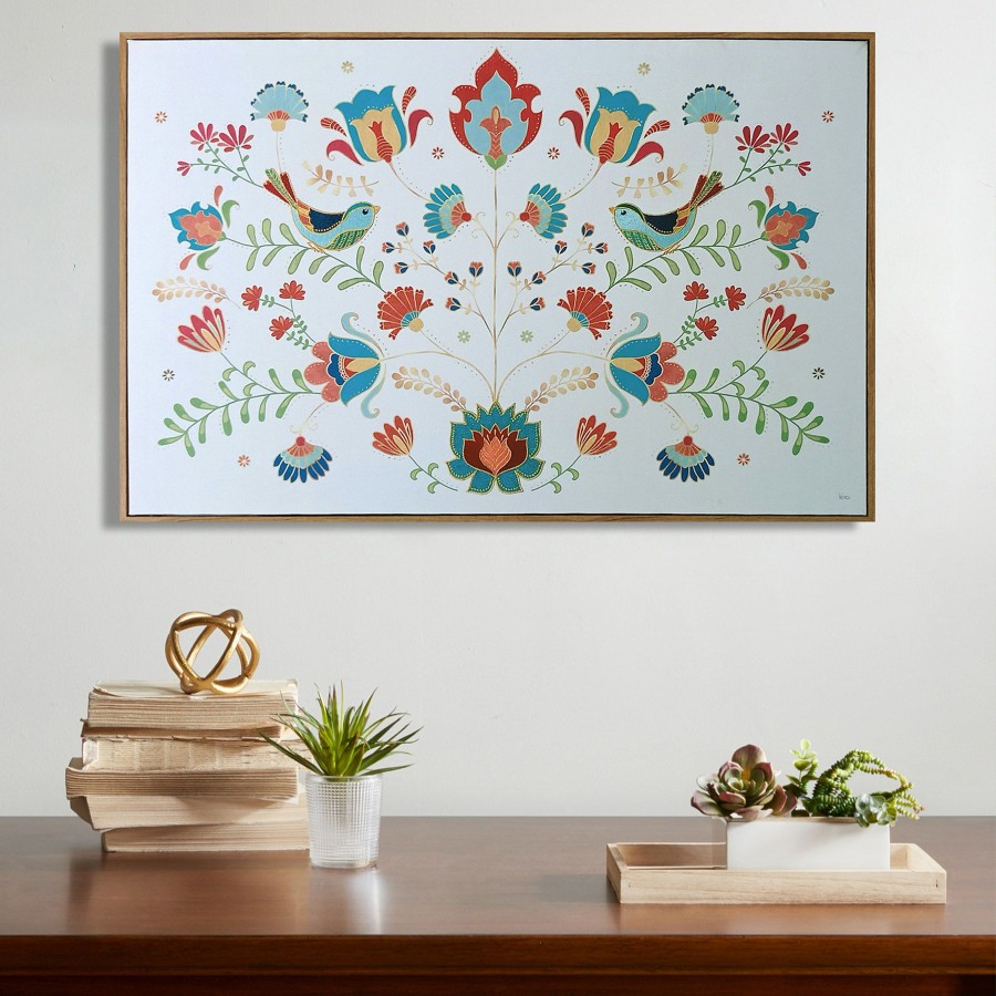 Wall Art * | Tracey Boyd Framed Embroidered Floral Canvas Wall Art, 36 24 Fascinating Model