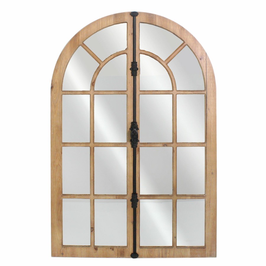 Mirrors * | 31X48 Es Wood Arched Wall Mirror New Arrivals