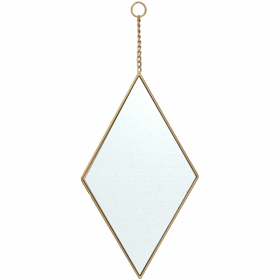 Mirrors * | Gold Metal Diamond-Shaped Hanging Wall Mirror, 10 18 Online Store