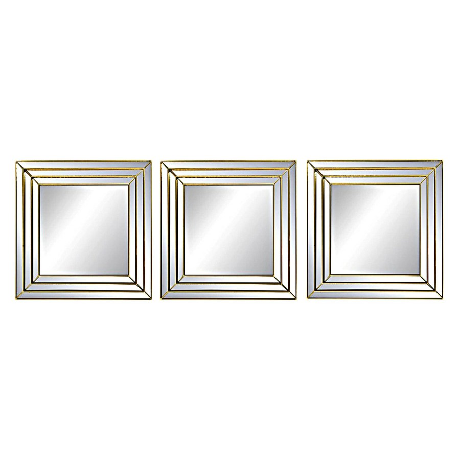 Mirrors * | 3-Piece Gold Mirror Set Bargain Sale