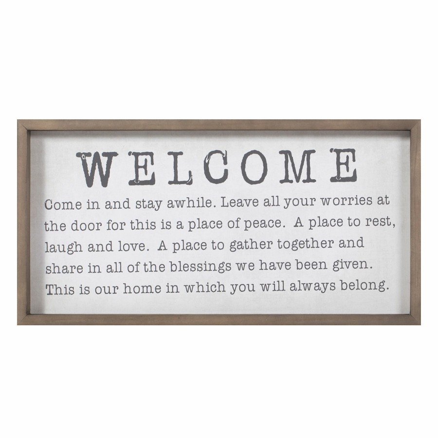 Wall Art * | Honeybloom Welcome Sentiment Framed Canvas Wall Sign, 20 10 New Models