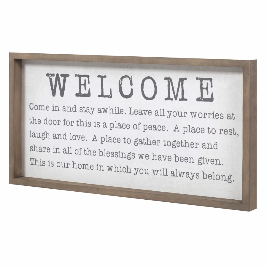 Wall Art * | Honeybloom Welcome Sentiment Framed Canvas Wall Sign, 20 10 New Models