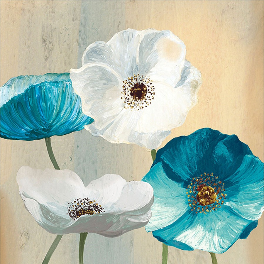 Wall Art * | Sea Blue Floral Canvas Wall Art, 12 New Arrivals