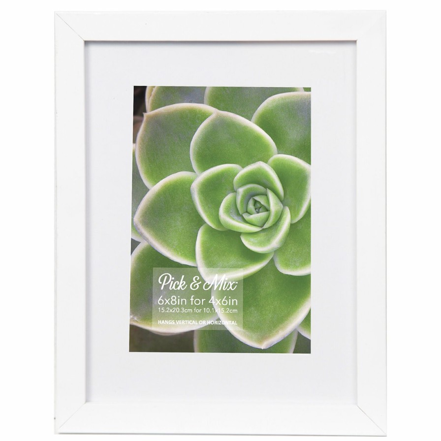 Frames * | Pick & Mix 6 8 Matted To 4 6 Linear Photo Frame, White Cheaper