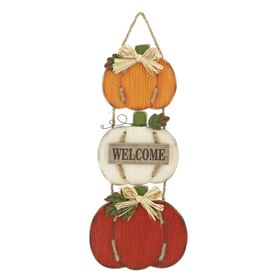 Wall Art * | 18In Pumpkin Trio Welcome Online Store