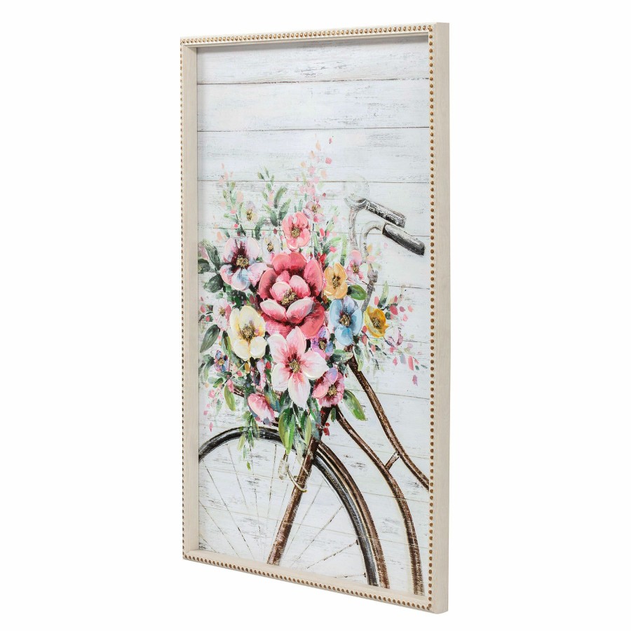 Wall Art * | Floral Bicycle Textured Canvas Wall Art, 20 30 Latest Fashion