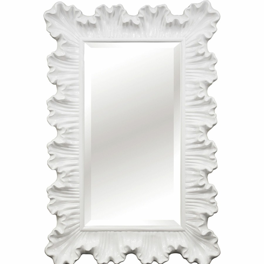 Mirrors * | Grace Mitchell Ariel White Ruffle Framed Wall Mirror, 33 48 Premium Product