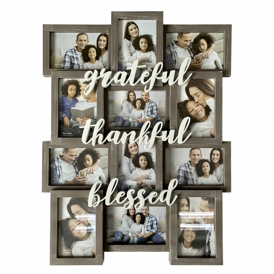 Frames * | 18X23 12-Opening Grey Collage Thankful Grateful Blessed Online Discount