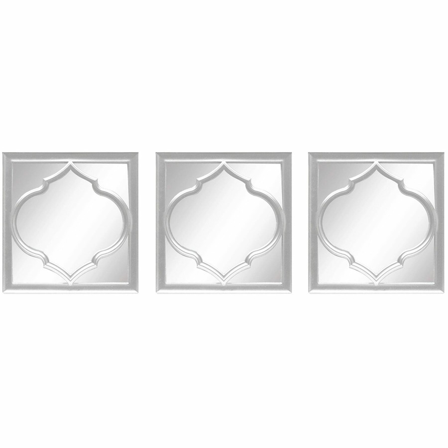 Mirrors * | 10X10 White 3-Piece Lavender Mirror Set Bargain Sale