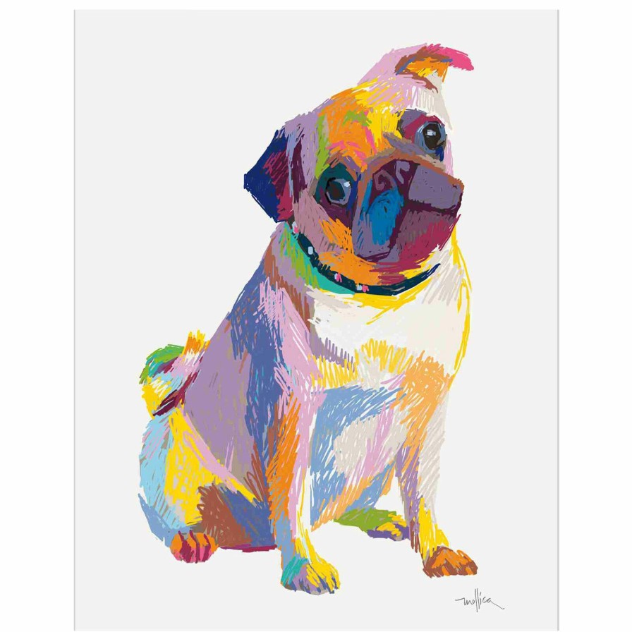 Wall Art * | 11X14 Colorful Pug Sketch Canvas Art Attractive Model