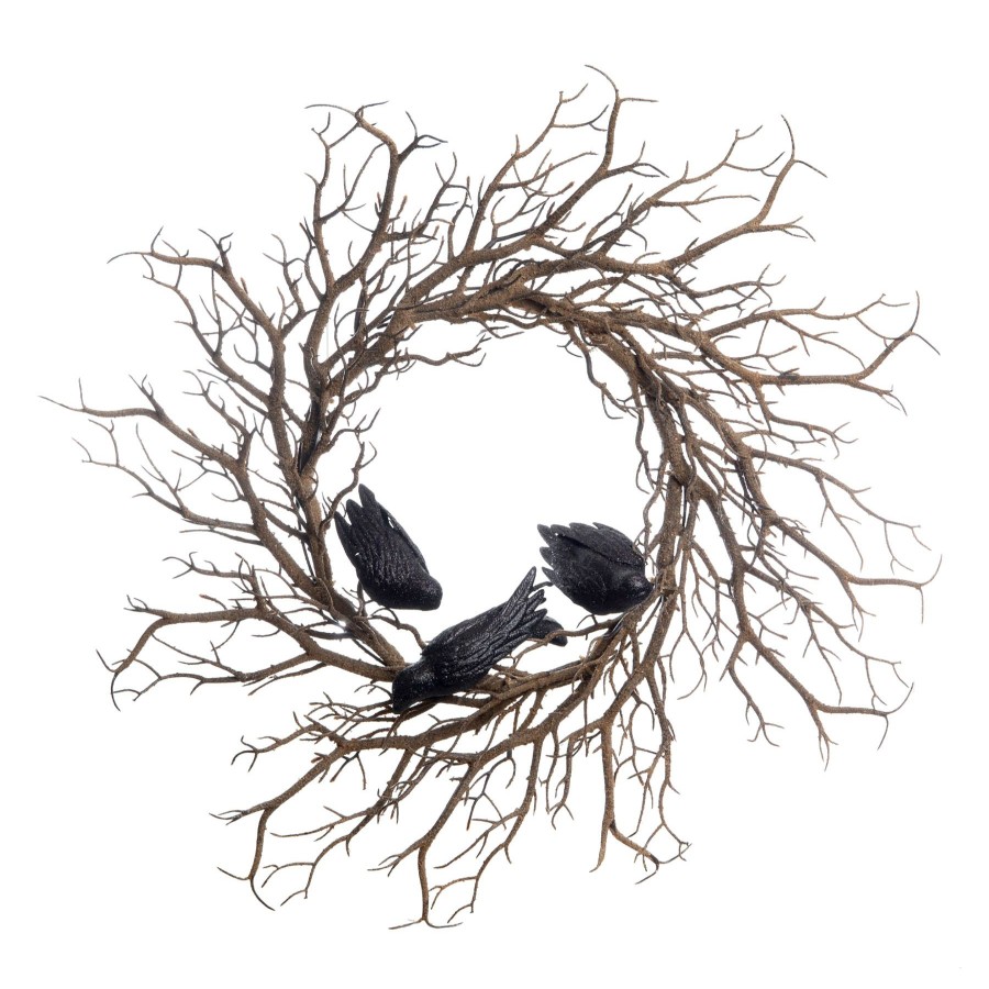 Wall Art * | Standing Crows Halloween Wreath, 24 100% Guarantee