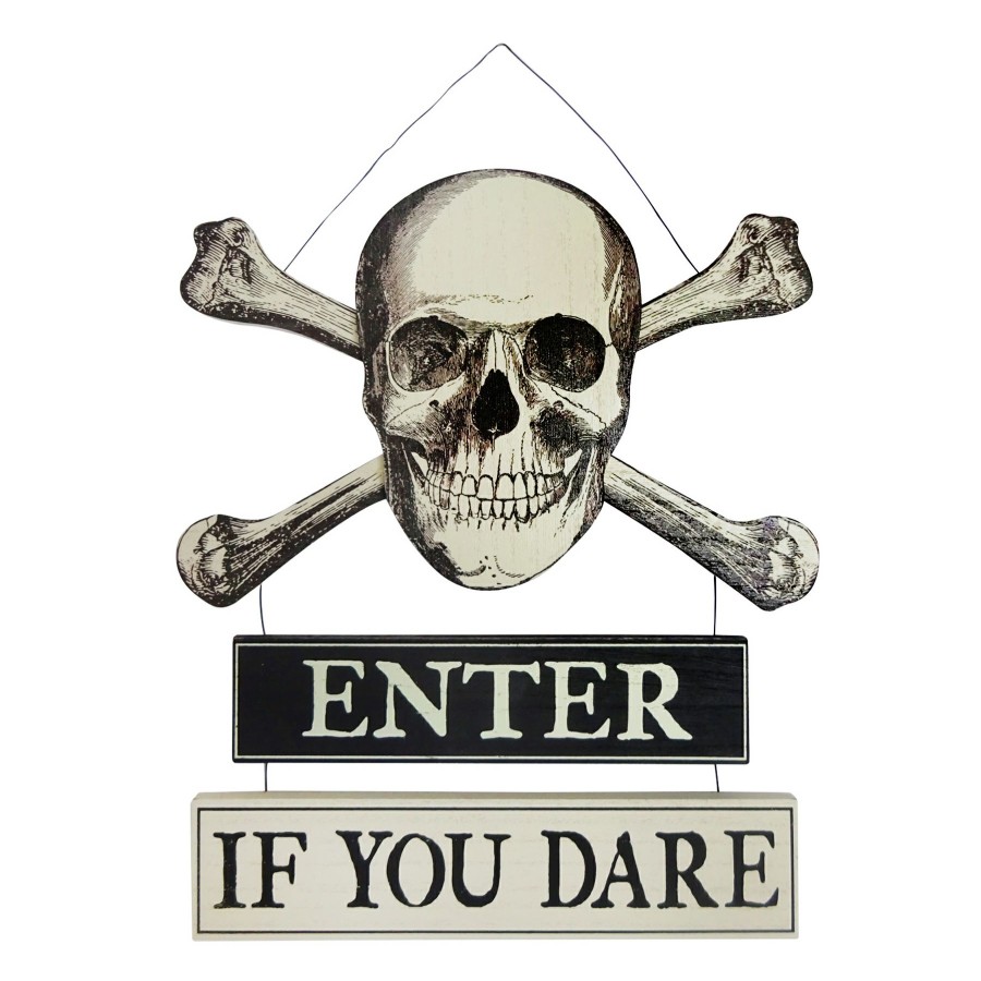 Wall Art * | Enter If You Dare Skull Halloween Sign, 13.75 Sells Cheap