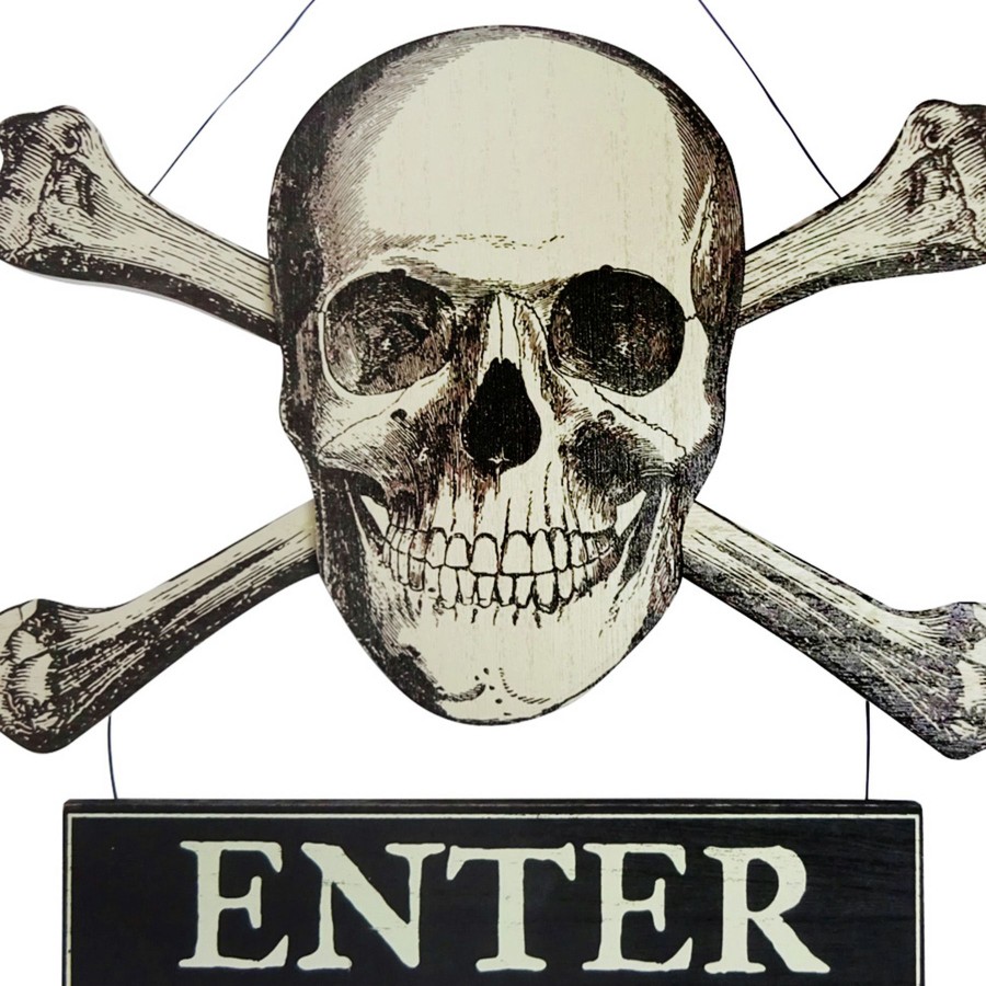 Wall Art * | Enter If You Dare Skull Halloween Sign, 13.75 Sells Cheap