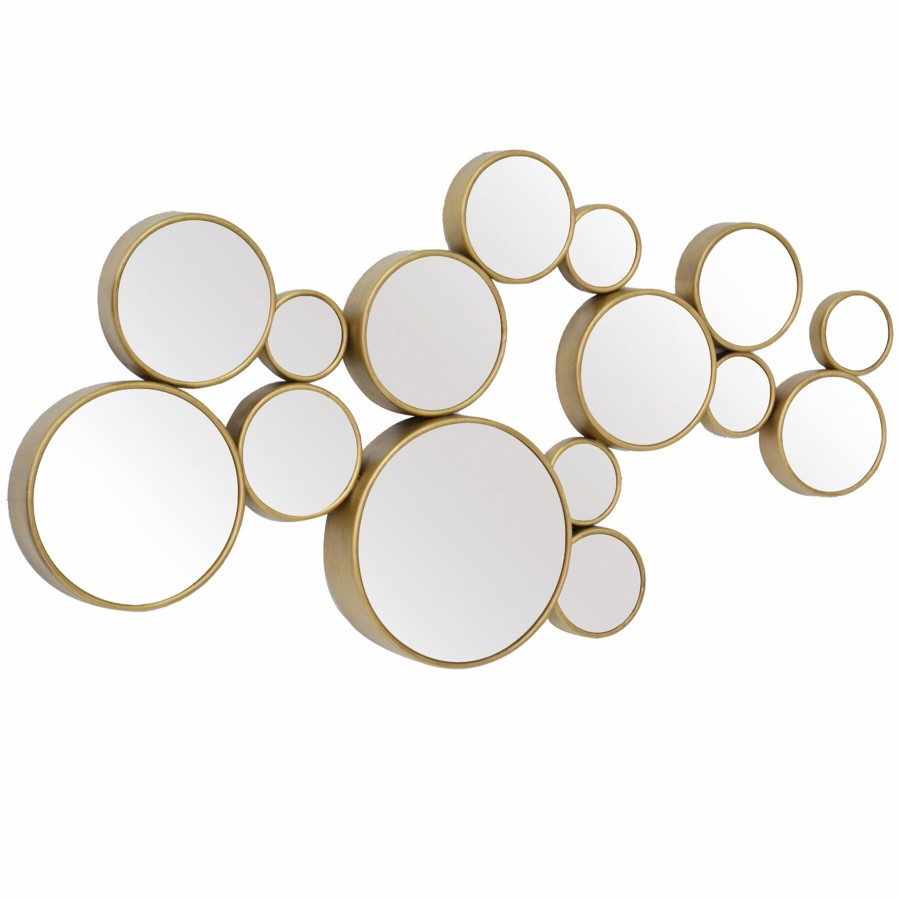 Wall Art * | Gold Metal Multi-Round Mirror, 47 24 Nice Style