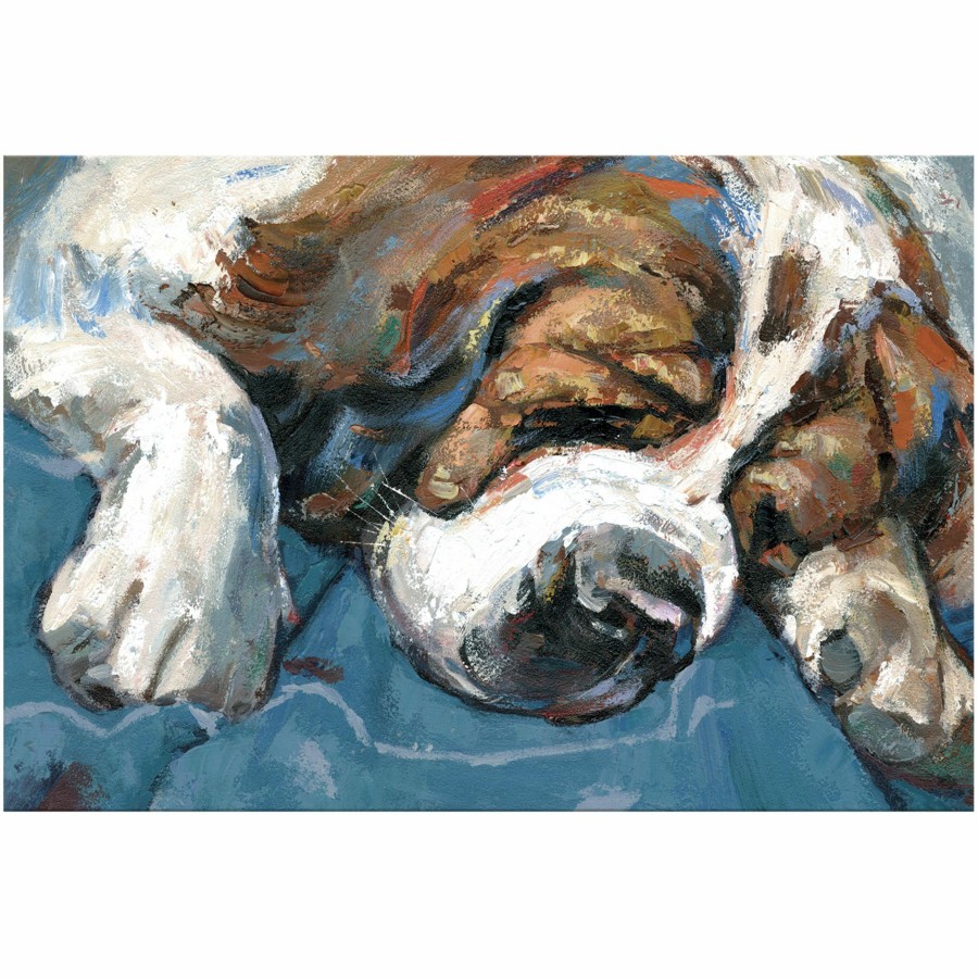 Wall Art * | Sleepy St. Bernard Dog Canvas Wall Art, 24 36 New Arrivals