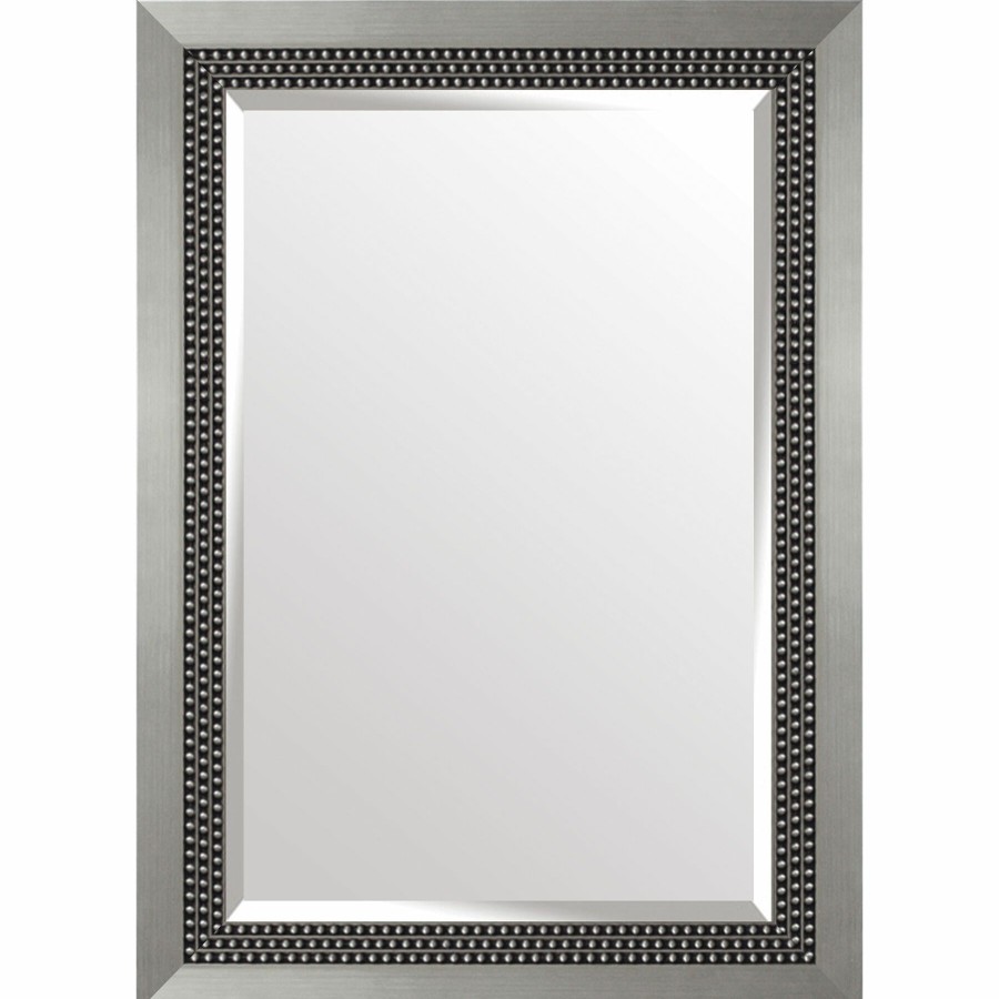 Mirrors * | 30X36 Rectangle Plastic Triple Beads Silver Wall Mirror Excellent