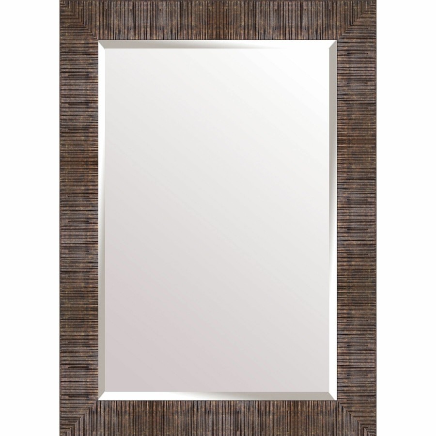 Mirrors * | 30X36 Rectangle Plastic Ribbed Bronze Wall Mirror Shoping Model